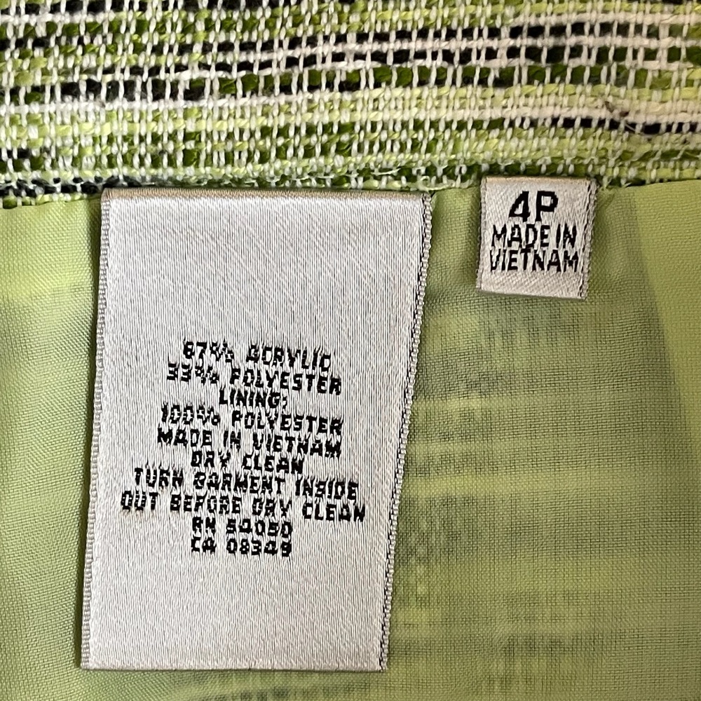 Kasper Women's Green Tweed Textured Co-ord Blazer Skirt Suit Set Size 4P Petite - Picture 10 of 10